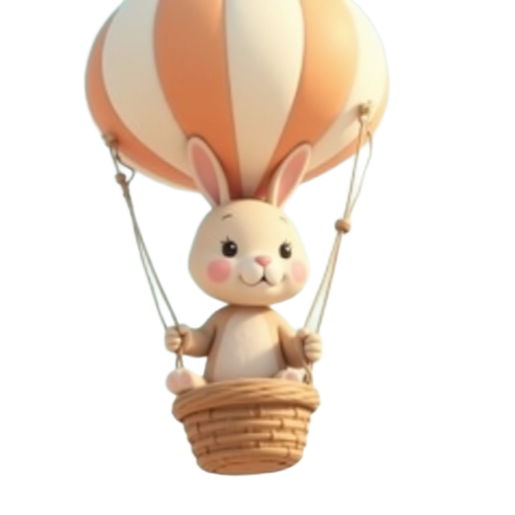 Adventurous Bunny in a Hot Air Balloon